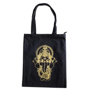 Borsa Nera in 100% cotone con cerniera e tasca interna - immagine 3