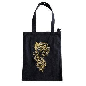 Borsa Nera in 100% cotone con cerniera e tasca interna - immagine 4