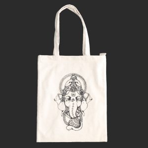 Borsa Bianca in 100% cotone con cerniera e tasca interna - immagine 3