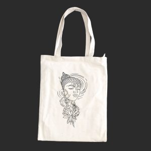 Borsa Bianca in 100% cotone con cerniera e tasca interna - immagine 4