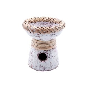 Bruciatore "alto" White Wash con rattan in terracotta per resine in grani - immagine 1