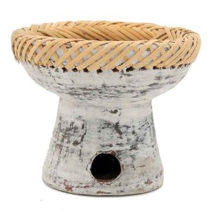 Bruciatore White Wash con rattan in terracotta per resine in grani - immagine 1