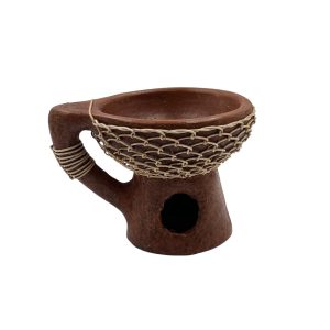 Bruciatore con rattan e manico in terracotta per resine in grani - immagine 4