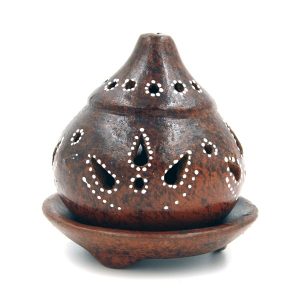 Bruciatore Stupa puntinato in terracotta per resine in grani - immagine 2
