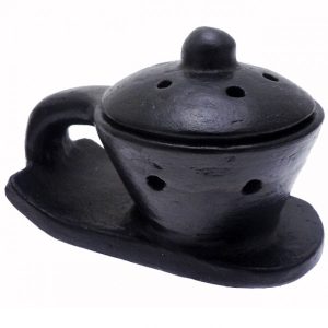 Bruciatore con manico e coperchio in terracotta per resine in grani - immagine 2