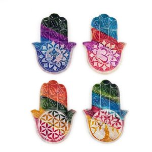 Set di 4 portaincensi a mano in pietra saponaria (4 Soggetti diversi) - immagine 3