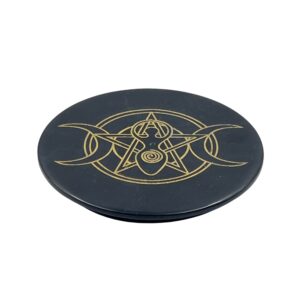 Set di 4 portaincensi tondi in pietra saponaria nera con soggetto Celtico - immagine 4