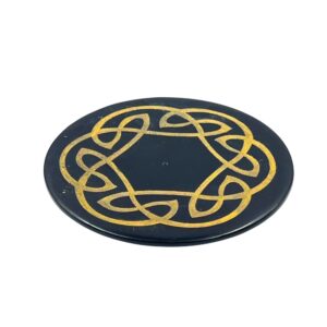 Set di 4 portaincensi tondi in pietra saponaria nera con soggetto Esoterico - immagine 3
