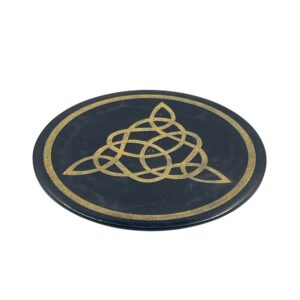 Set di 4 portaincensi tondi in pietra saponaria nera con soggetto Esoterico - immagine 4